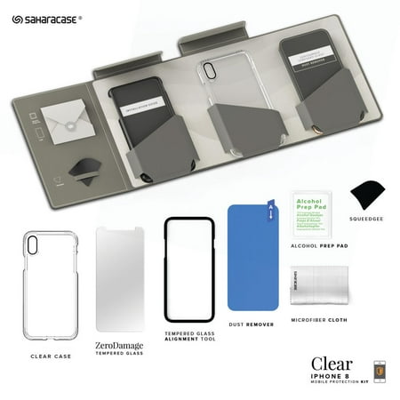 SaharaCase - Clear Case with Glass Screen Protector for Apple iPhone X and XS - Rose Gold