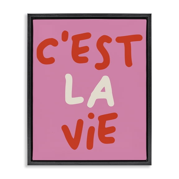 Stupell Industries Eclectic C'est La Vie on Pink Black Floating Frame Canvas Art, 17 x 21, by House of Lulu