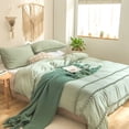 thumbnail image 3 of Move Over Sage Green Bedding Set Pom Poms Duvet Cover Set King Soft Washed Microfiber Three Layer Pom Poms Pattern No Filling, 3 of 8
