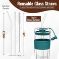 thumbnail image 2 of Tupkee Reusable Glass Straws - 8 Pack Clear Glass Drinking Straws - For Tupkee 14-Ounce Double Wall Glass Travel Tumbler  Includes 4 Straight and 4 Bend 9 x 1cm Glass Straws with 2 Cleaning Brushes, 2 of 7