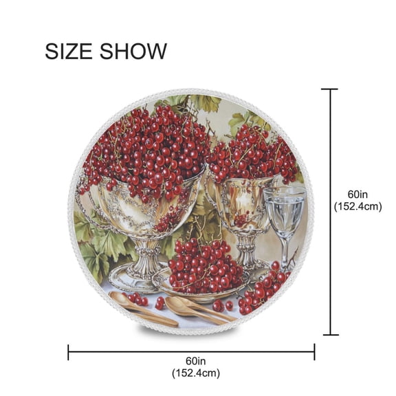 BZSMCE Round Tablecloth Red Cherry Printing Pattern Tableclothes