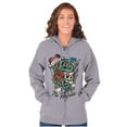 thumbnail image 3 of No Regrets Skull Snake Rose Tattoo Unisex Fleece Graphic Zip Up Hoodie Brisco Brands 4X, 3 of 5