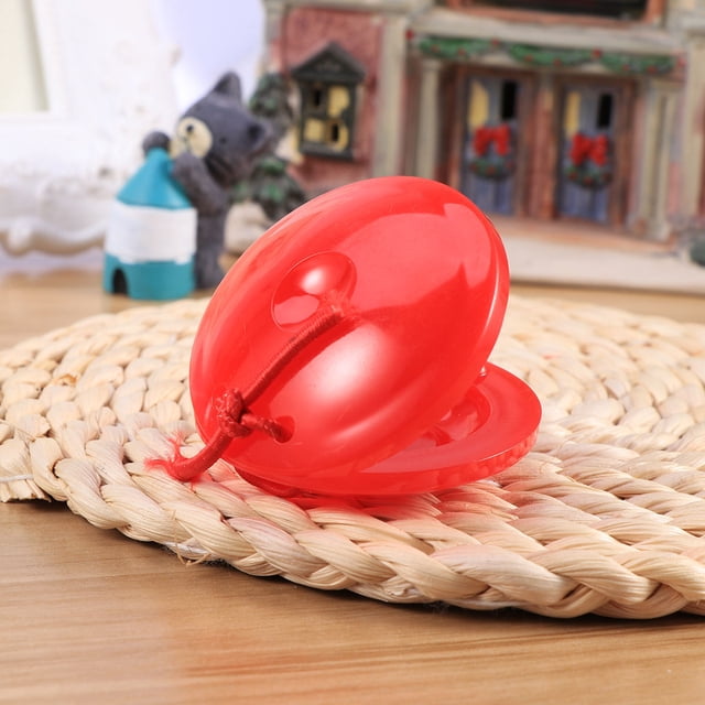 WEUVEB 1ensemble Instrument de Musique pour Bébé Castanet en Plastique Rouge pour Enfants Forme Ovale Formation Musicale