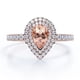 thumbnail image 1 of JeenMata Anillo de Compromiso de 1,5 Quilates con Morganita y Moissanita Creadas en Laboratorio, Diseño Pavé, Halo Doble, Baño de Oro Rosa de 18 K sobre Plata, 1 of 4