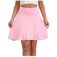 thumbnail image 3 of Maoxin Women Skirt Fashion Women's Solid Ruffle High Elastic Waist Mini Casual Skirts ,Pink,S, 3 of 7