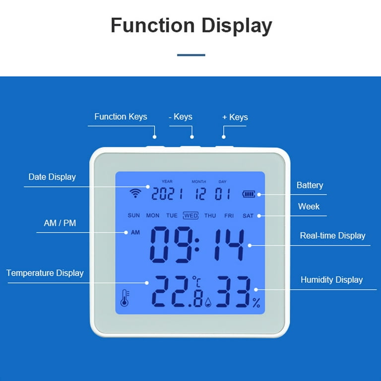 Tuya Smart WiFi Temperature Humidity Sensor Indoor Hygrometer Thermometer App Remote Control with LCD Screen T&H Sensor / Switchable Compatible with