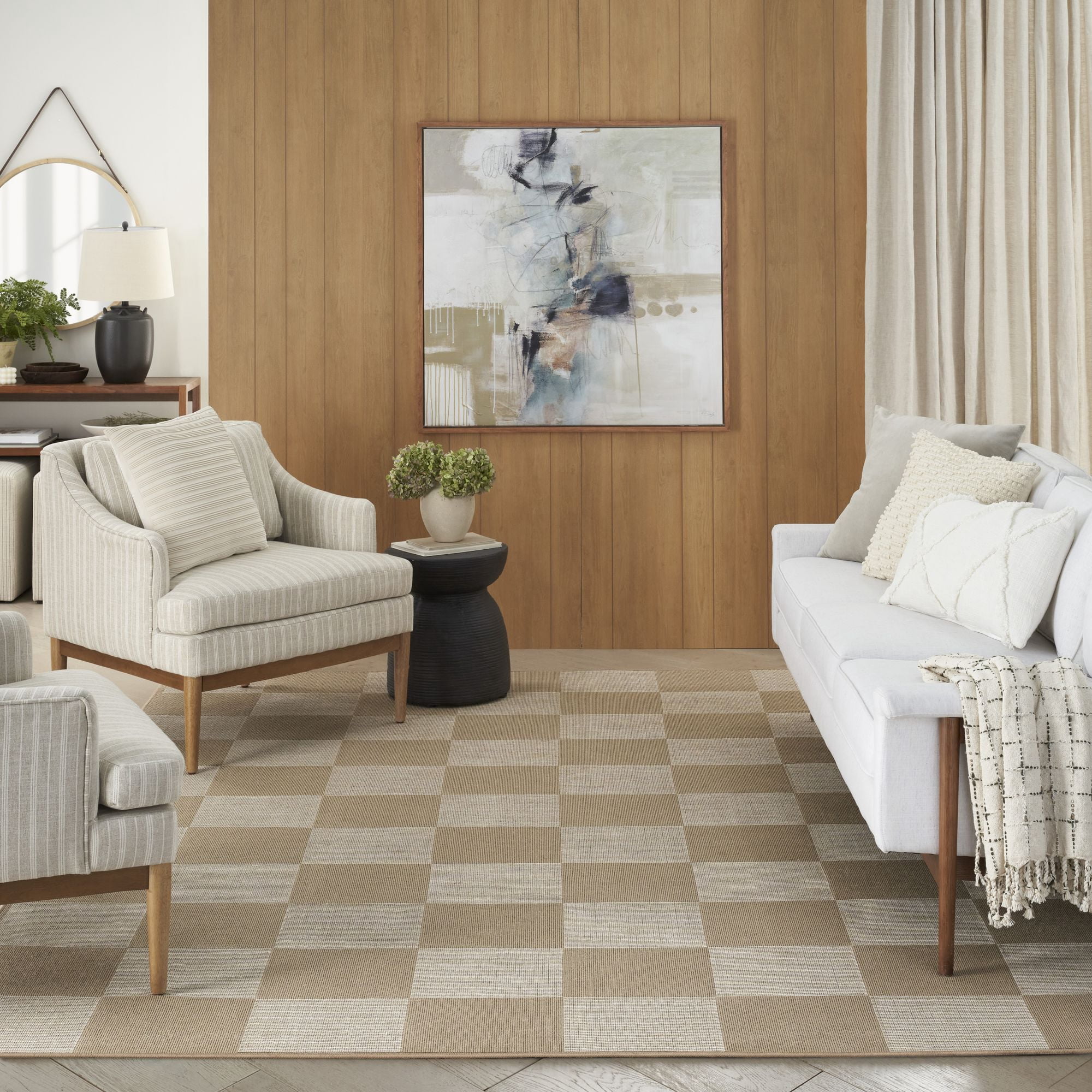 Nourison Washable Modern Jute 5'3" x 7'3" Natural Ivory Modern Indoor Non-Slip Flatweave Rug