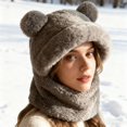 thumbnail image 3 of DHFJKG Womens Winter Ears Hooded Scarf Hat Balaclava Thickened Windproof Fluffly Shaggy Warm Integrated Scarf Cozy Hats, 3 of 4