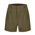 thumbnail image 4 of Linen Shorts for Women, Audhol Linen Shorts for Women Summer High Waisted Button Fly Shorts Baggy Business Casual Work Shorts with Pockets Shorts Women Green M, 4 of 6