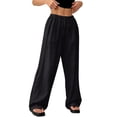 thumbnail image 4 of Women's Boho Wide Leg Linen Pants Drawstring Waist Casual Loose Vacation Trousers, M, 4 of 5