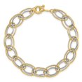thumbnail image 4 of Auriga 14K Two Tone Gold Fancy Oval Link Bracelet 7.5 inch for Women(L- 7.5inch, W- 11mm), 4 of 6