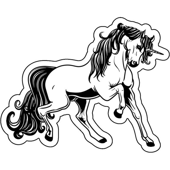 WickedGoodz Prancing Unicorn Vinyl Decal - Horse Bumper Sticker - for Laptops Tumblers Windows Cars Trucks Walls - Black and White