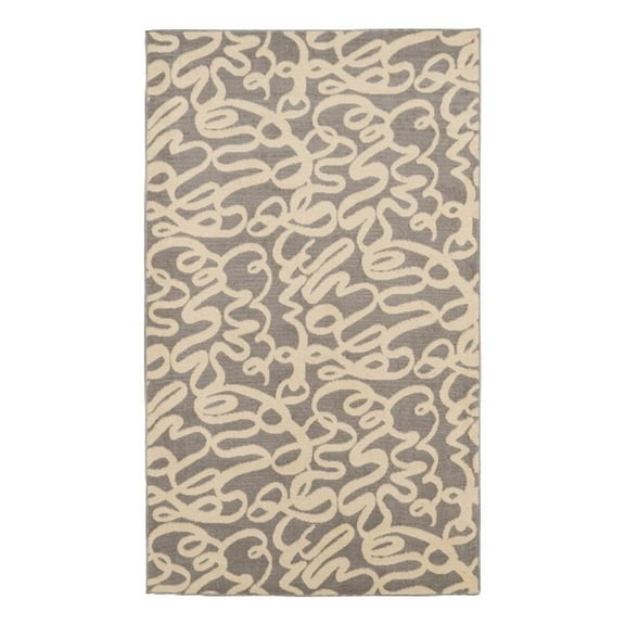 Linon Calibri Sasha Polypropylene 6'5"x9'3" Rug in Gray and Bone