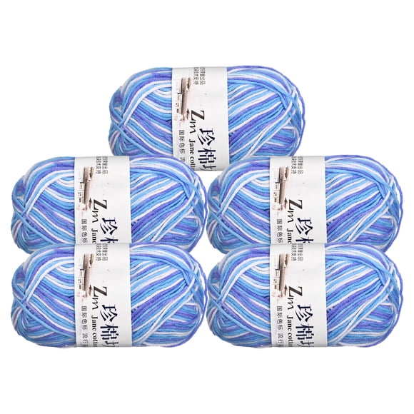 Uxcell paquete de 5 ovillos de 50g de hilo de mezcla de algodón para ganchillo y tejido azul