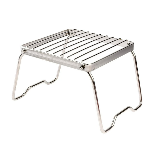 Soporte plegable para estufa con parrilla para fogatas, usos múltiples, soporte para quemador de parrilla para fogata, para senderismo, patio trasero, kusrkot Parrilla plegable para fogatas