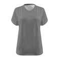 thumbnail image 3 of Hecho para Más Camisa Mujeres de Cuello en V de Gran Tamaño de Manga Corta Top Sólido, Base de Verano Deportivo Tee para el Uso Diario Y Casual Del Hogar, Bastidor de Imitación Ligero, 3 of 5