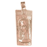 14K Rose Gold Jesus Medal Pendant - 46 mm