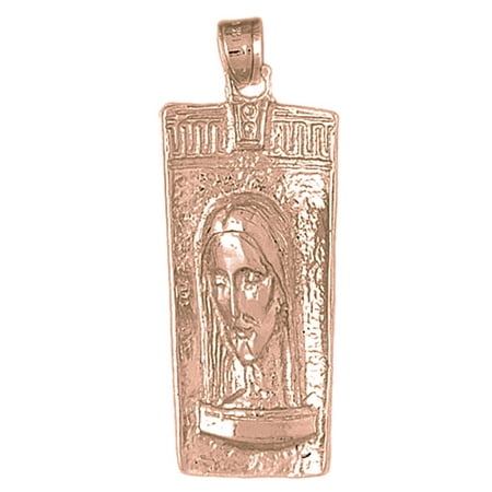 14K Rose Gold Jesus Medal Pendant - 46 mm
