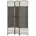 thumbnail image 2 of HOMCOM 3 Panel Room Divider, Folding Privacy Screen, 5.6' Room Separator, Wave Fiber Freestanding Partition Wall Divider, Dark Gray, 2 of 9