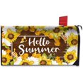 thumbnail image 1 of Hello Summer Magnetic Mailbox Cover 21" X 18" Sunflowers and Bees Mailbox Covers Wraps Post Letter Box Cover Garden Decorations, 1 of 5