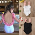 thumbnail image 2 of Kids Toddler Girl One Piece Swimsuit 3D Flower Straps Ruffle Bathing Suit Swimwear Backless Bikini Beach Wear, 2 of 7