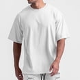thumbnail image 1 of Askfv Men's Oversized T shirt Solid Color Gym Top Short Sleeve Split Hem Streetwear, 1 of 5
