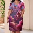 thumbnail image 4 of Womens Casual Dresses Pink Coral Butterflies Underwater Fantasy Art Short Sleeve Dress Summer Dresses for Women 2025, 4 of 6