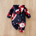 thumbnail image 4 of XDZJLR Baby Flannel Christmas Pajamas Boys Girls Xmas Warm Santa Print Hooded Romper Jumpsuit Winter Outdoor Indoor Cozy Loungewear Outfit Pjs 3-6 Months, 4 of 9