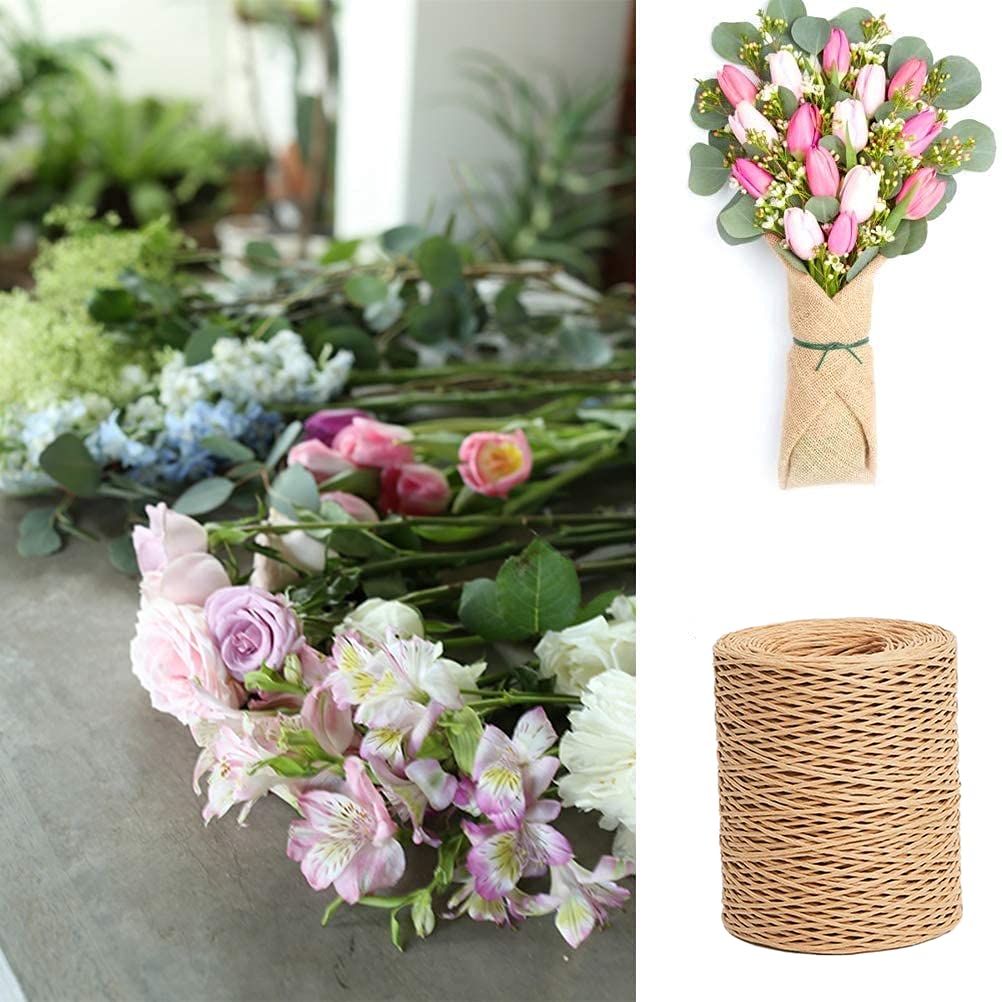 Bind Wire Twine, Paper Wire for Bouquets, Jewelry Beading Supplies, Floral Wrapping, Twist Tie String, Art Craft Projects - 210m*0.4cm - kraft paper color