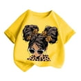 thumbnail image 3 of Curuila Kid Girls Tops Cartoon Print Crew Neck Short Sleeve Tee Summer Casual Loose T Shirt Yellow Size 6-8 Years, 3 of 5