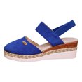 thumbnail image 2 of EliteGoogv Womens Wedge Sandals Closed Toe Platform Sandals Flock Upper Woven Bottom On Sandals For Women Large Size Summer Beach Shoes Blue US :7.5, 2 of 9