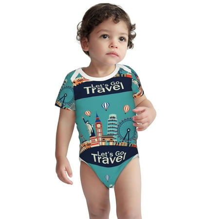 

Fotbe Let s go Travel Pattern Unisex-baby Short-sleeve Bodysuit Short Sleeve Bodysuits One-piece 100% Organic Cotton for Infant Baby Boys Unisex-6 Months