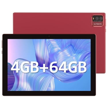Tablet 10.1 inch Android Tablets, 4GB RAM 64GB ROM Tablet PC, 1280x800 IPS Touch Screen, 2 8MP Dual Camera, 6000mAh Battery Bluetooth, Wifi, Red