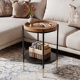 thumbnail image 6 of Finmind 2-Tier Round Side Table Set of 2, 15.8 Inch End Table with Solid Wood and Metal, Industrial Nightstand for Small Spaces, Living Room, Bedroom, Rustic Brown, 6 of 7