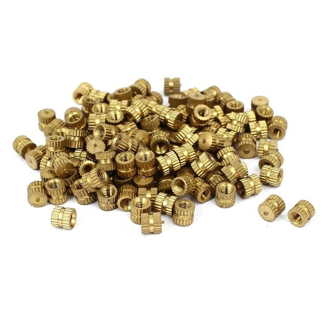 Unique Bargains M3 x 5mm 5.3mm OD Laiton Fileté Insert Embedment Moleté Écrou de Pouce 100PCS