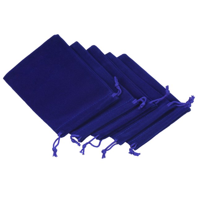Unique Bargains 14x10cm Microfiber Pouch, 5Pcs Soft Storage Drawstring Gift Bag, Dark Blue