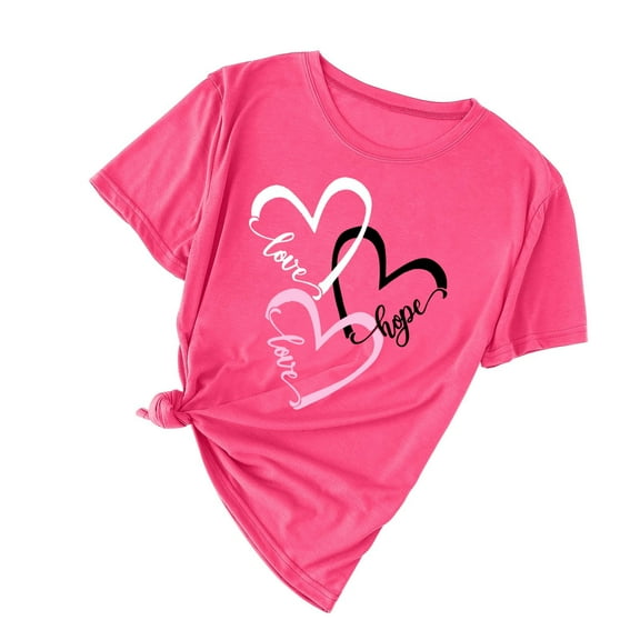 Babysbule Valentine's Day Love Print Short Sleeve T-Shirts (Women's Petite)