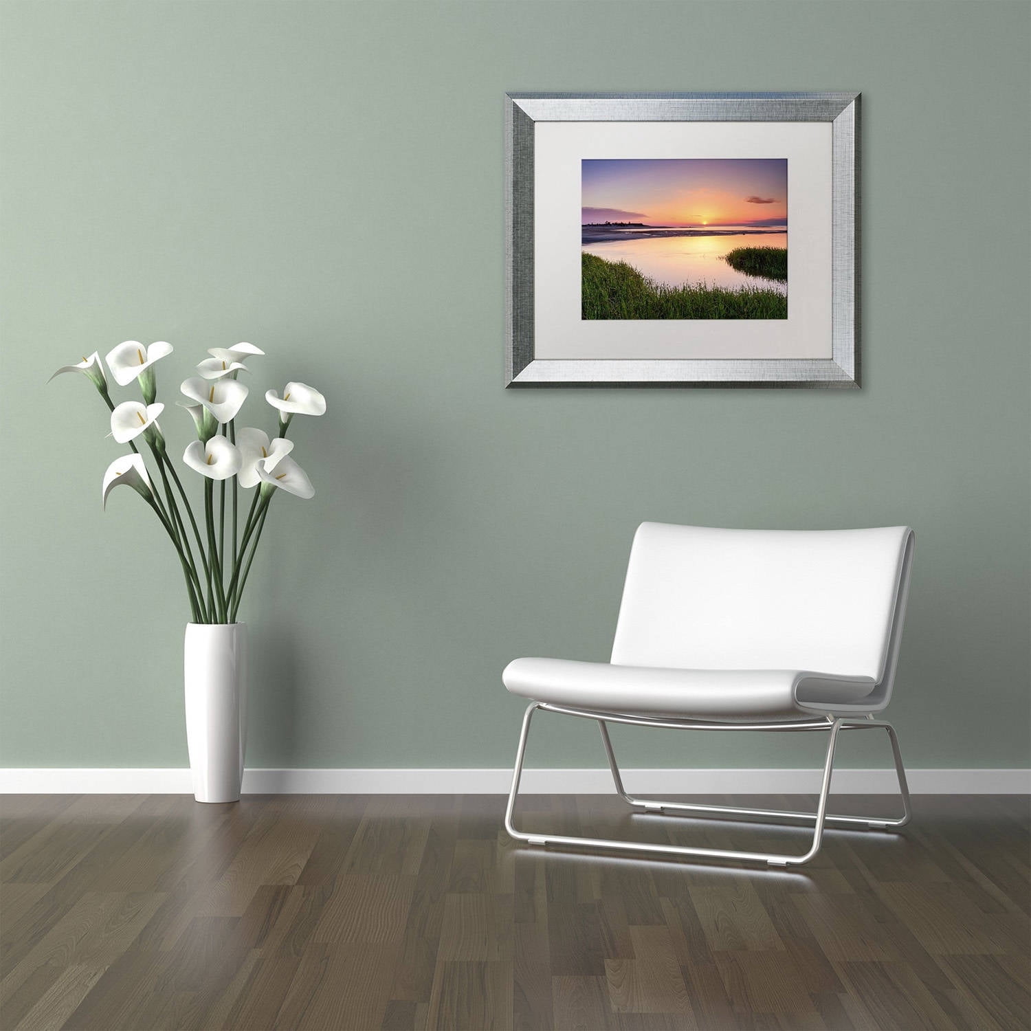 Trademark Fine Art 'Out to Sea' Canvas Art by Michael Blanchette Photography, White Matte, Silver Frame