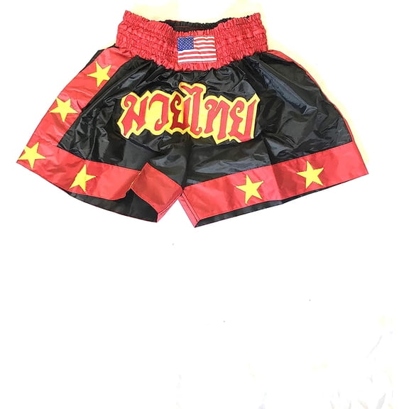 Woldorf USA Muay Thai Fight Shorts in Red Black Martial Arts, Sparring Fitness Gym Equipment Grappling Shorts, Kickboxing Shorts, Fighting Shorts, Muay Thai Training Shorts