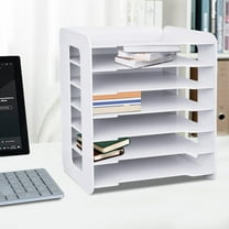 ChicHomey 7 Tier File Organizer,Space-Efficient Desk Organizer, Eco-Friendly PVC with Thick Partitions for Office Desk Mail Letter Tray & Paper Sorter Document Notebooks Storage Rack