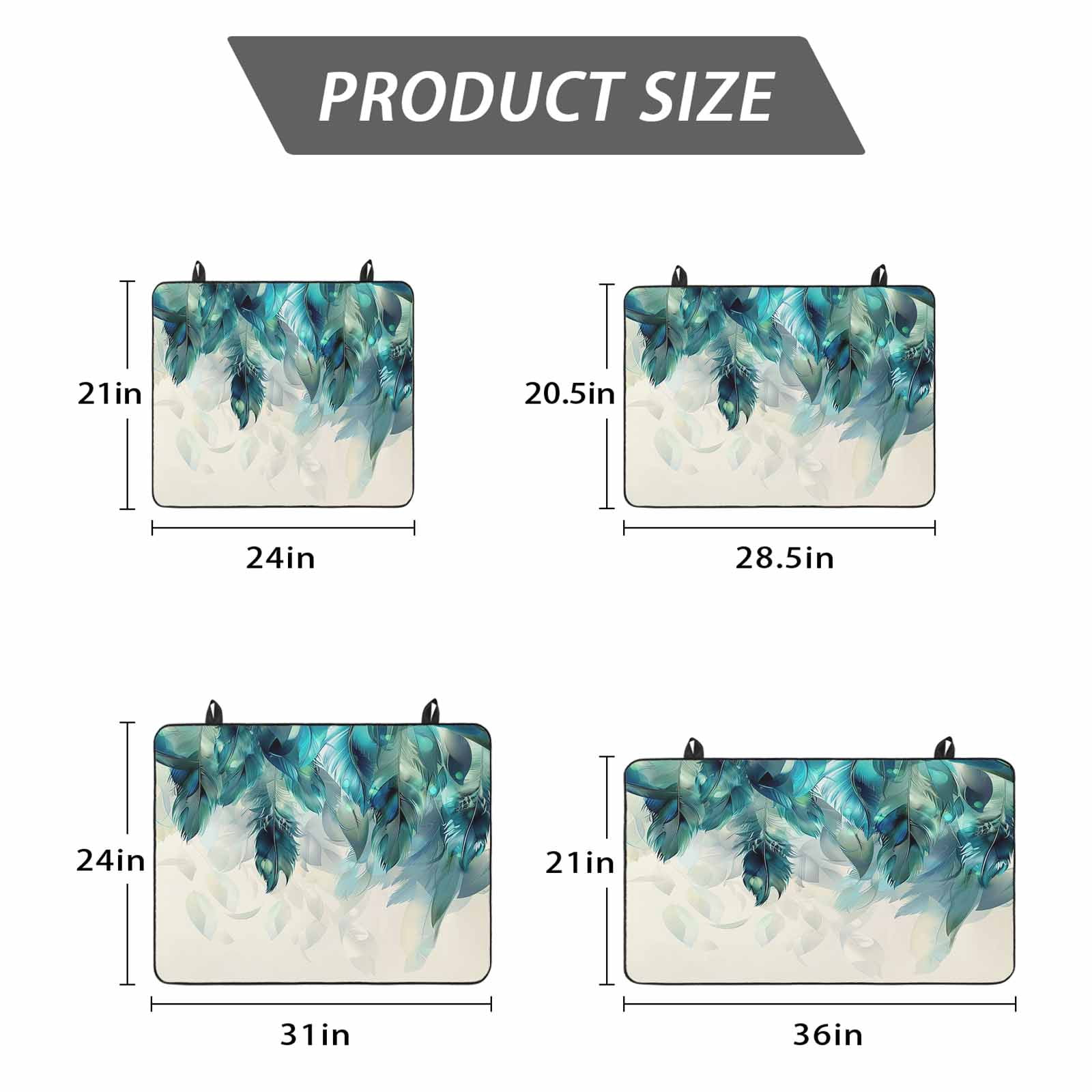 Teal Feather Stove Top Cover for Electric Stove, Heat-proof & Non Slip Glass Top Stove Cover Protector, Farmhouse Feather Art Teal Ombre Kitchen Flat Cooktop Rubber Mat 24x21 Inches