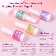 Saviland Dip Powder Liquid Set with Dip Powder Activator, Base and Top Coat, Brush Saver and Nail File