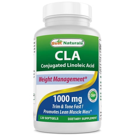 Best Naturals High Potency CLA 1000 mg Weight Loss Pills for Lean Muscle Mass, Softgels, 120 Ct.