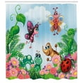 thumbnail image 3 of Ambesonne Garden Shower Curtain, Butterfly Ladybug Worm, 69"Wx84"L, Jade Green Fern Green, 3 of 3