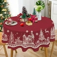 thumbnail image 6 of Round Christmas Tablecloth 60x60 Inch,Christmas Tree Elk Santa Snowflake Red Christmas Tablecloth,Polyester Waterproof Wrinkle Resistant Durable Table cloth for Holiday,Kitchen,Winter and Home Decor, 6 of 6