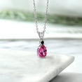 thumbnail image 4 of Gem Stone King 925 Sterling Silver Pure Pink Mystic Topaz and Black Diamond Pendant Necklace for Women (1.67 Cttw, Gemstone Birthstone, Pear Shape 9X6MM, with 18 inch Chain), 4 of 4