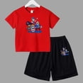 thumbnail image 5 of Conjunto de 2 piezas de camiseta y pantalones cortos informales para niños y adolescentes, de algodón, de manga corta, para verano, 5 of 5