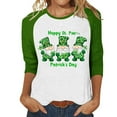 thumbnail image 2 of Craaazy Women's St. Patrick's Day Tshirts Irish Clover Prints Crew Neck 3/4 Sleeve Shirts, 2 of 5