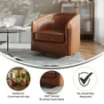 thumbnail image 6 of BizChair Club Style Commercial Barrel Accent Armchair with 360 Degree Swivel Metal Base and Sloped Armrests in Brown LeatherSoft Upholstery, 6 of 15