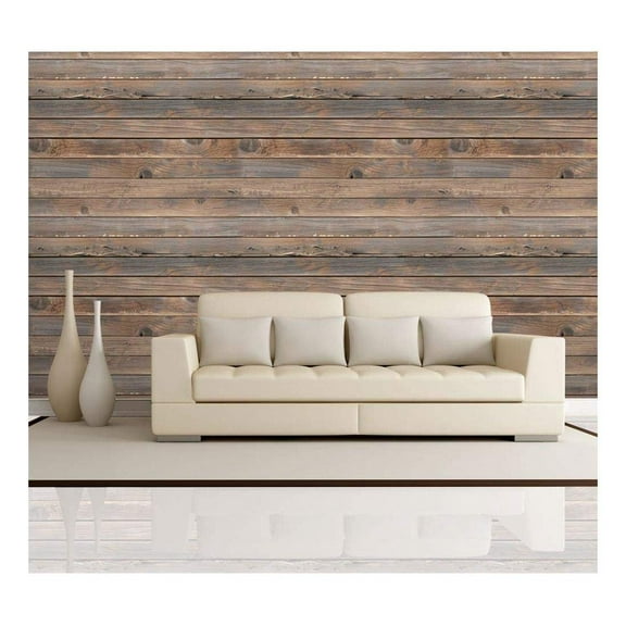 wall26 - Horizontal Brown Vintage and Retro Wood Textured Paneling - Wall Mural, Removable Wallpaper, Home Decor - 100x144 inches